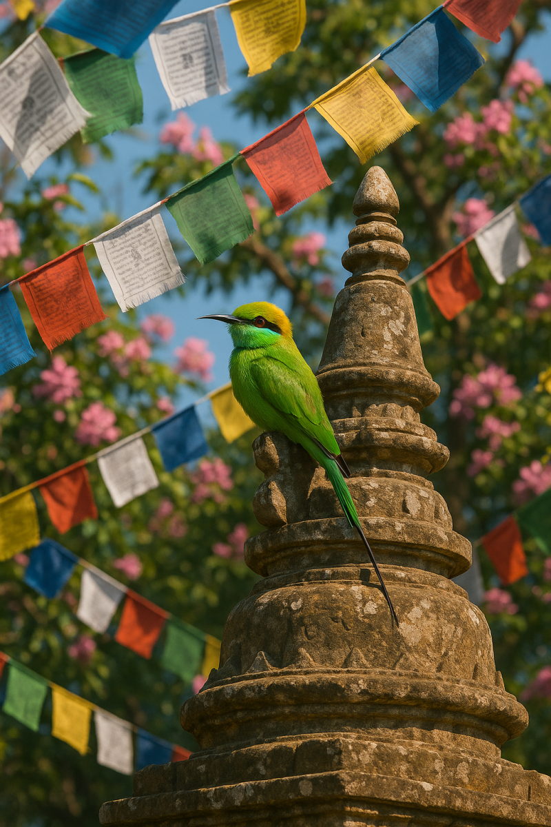 Bee-Eater and Temple Spire_