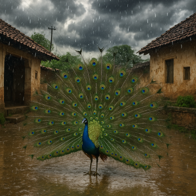 Peacock Dance in Rain_