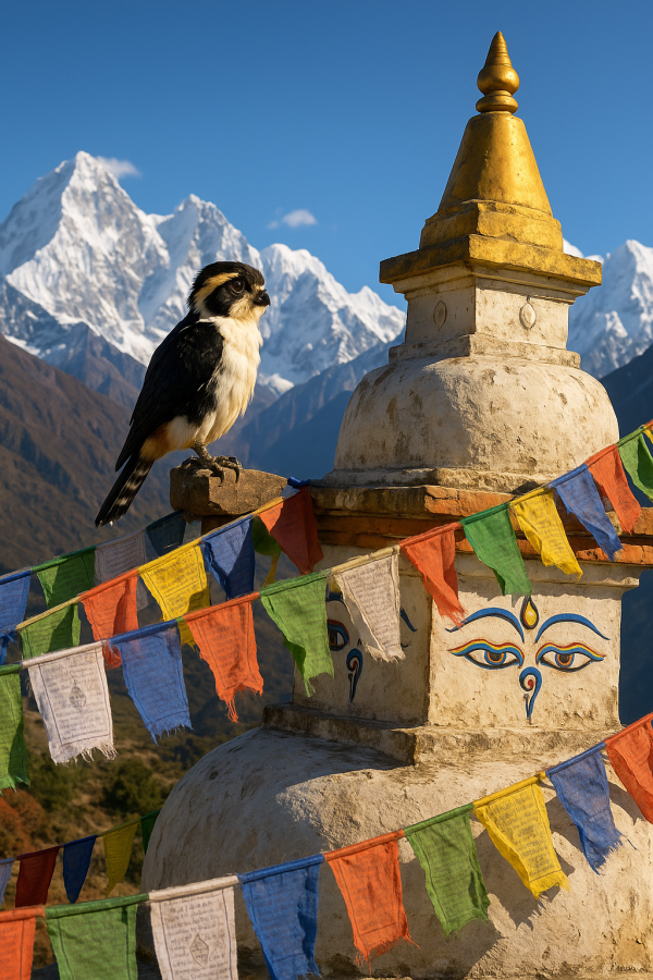 Falconet On Nepalese Stupa