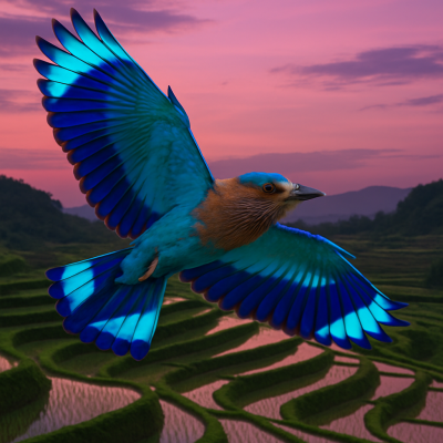 Indian Roller in Flight_