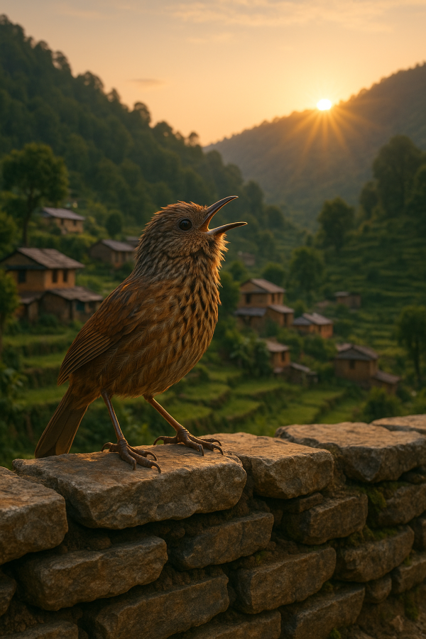 Spiny Babbler At Sunrise
