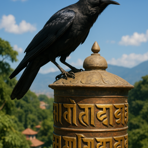 Crow On Prayer Wheel