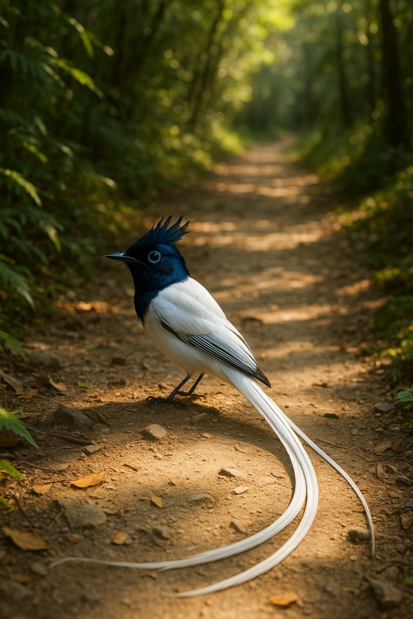 Paradise Flycatcher In Forest