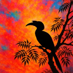Indian Grey Hornbill Silhouette