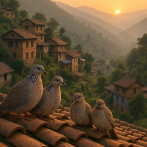 Spotted Doves At Sunrise