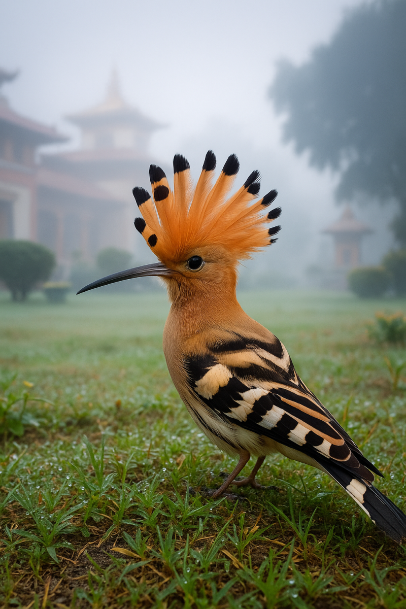 Hoopoe in Misty Garden_