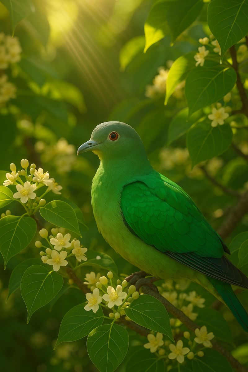 Emerald Pigeon in Bodhi Tree_