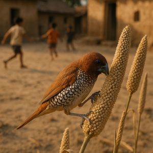 Munia In Village Courtyard
