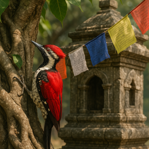 Woodpecker By Stone Shrine
