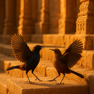 Dancing Robins At Dusk