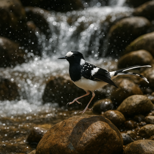 Spotted Forktail By Stream