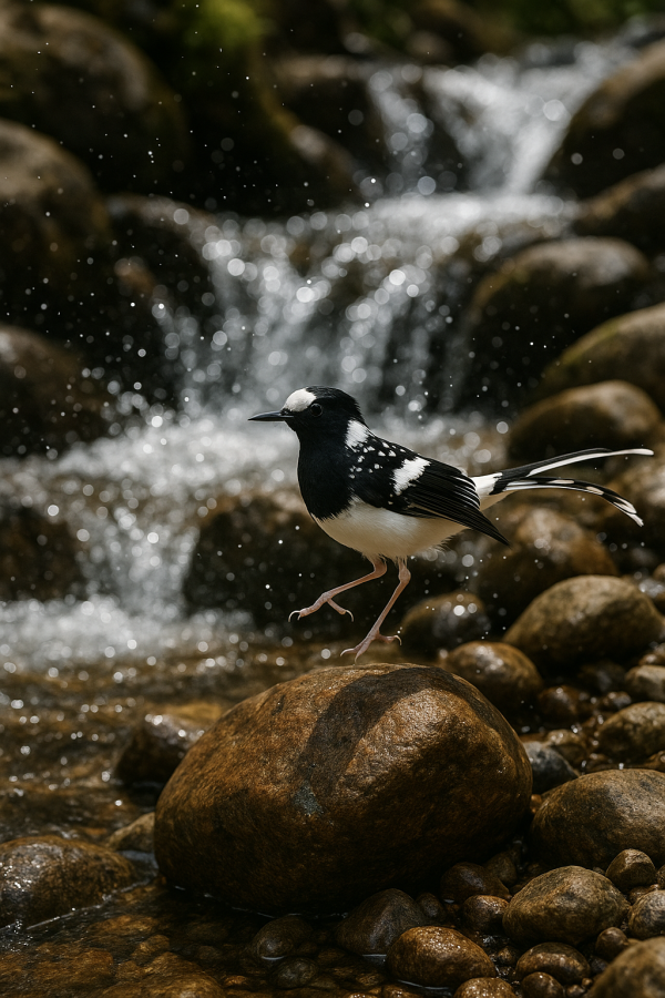 Spotted Forktail By Stream