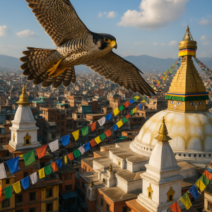 Falcon Over Kathmandu Skyline