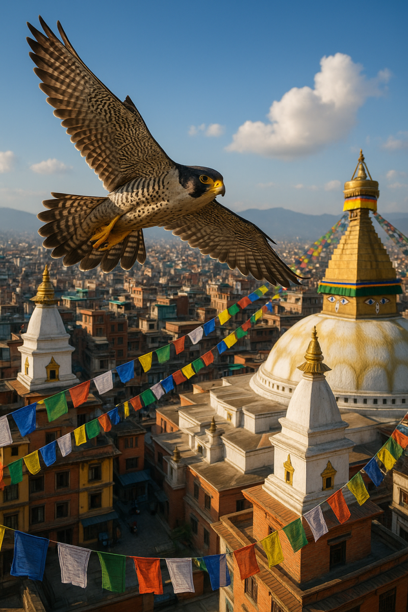 Falcon Over Kathmandu Skyline_