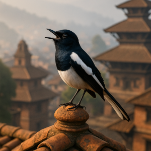 Magpie Robin At Sunrise