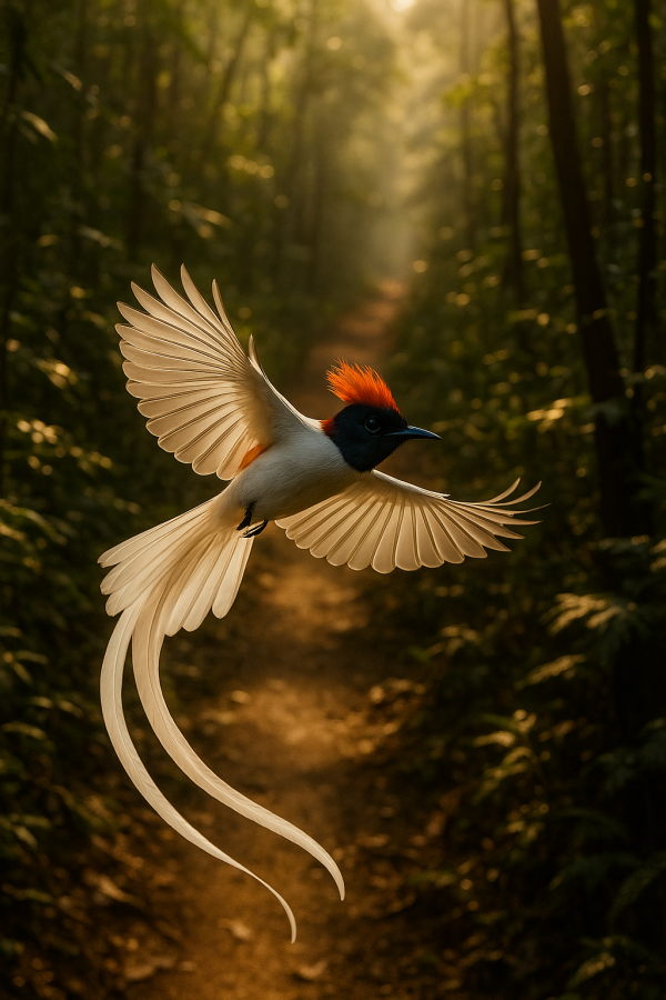 Paradise Flycatcher In Sunlight