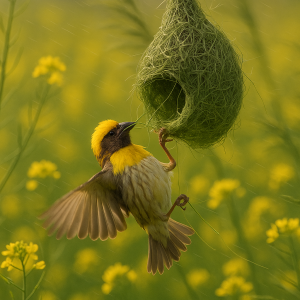 Weaver Nesting In Wind