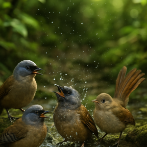 Laughingthrush At Forest Spring