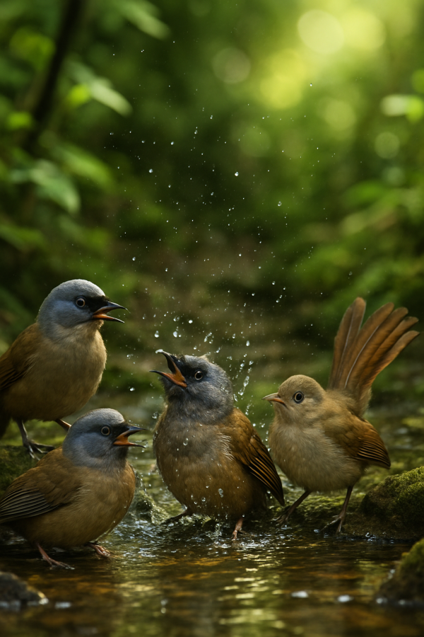 Laughingthrush At Forest Spring
