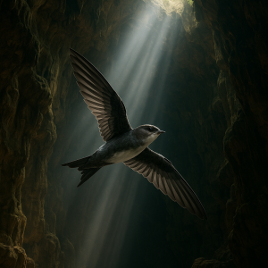 Swiftlet In Sunlit Cave