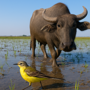 Wagtail And Buffalo Harmony