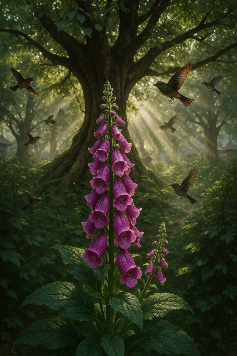 Foxgloves Beneath Bodhi Tree_