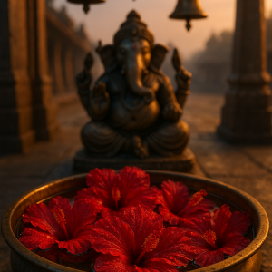 Hibiscus At Ganeshas Shrine