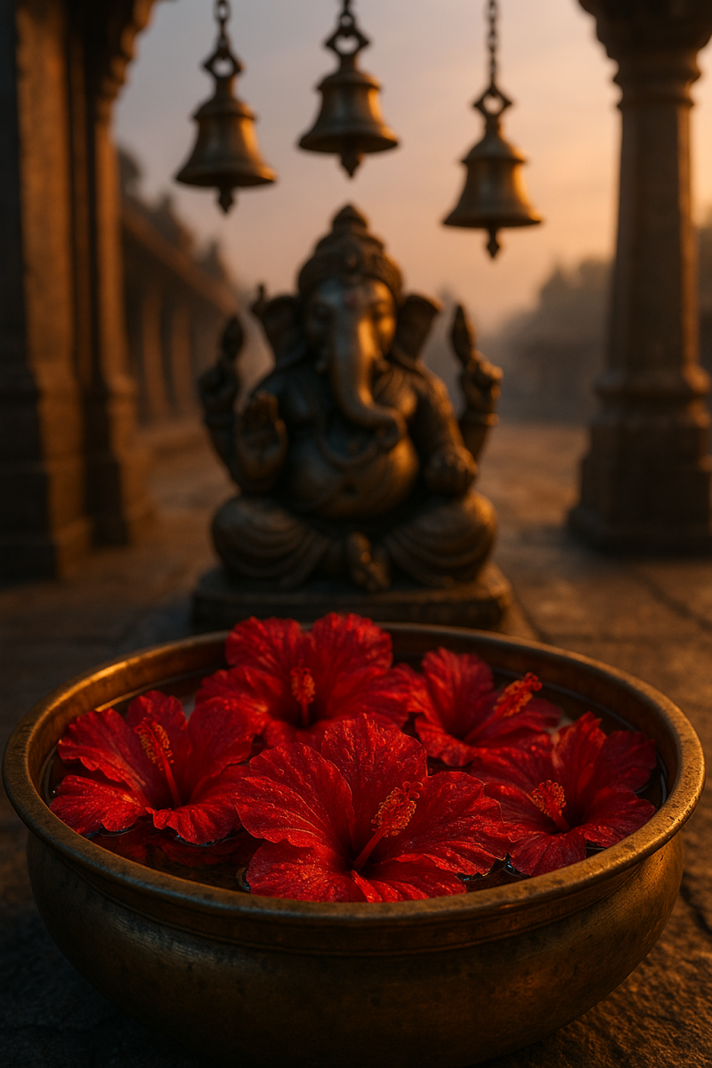 Hibiscus at Ganesha's Shrine_