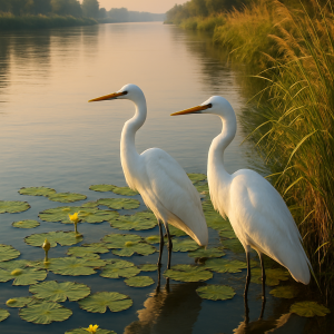 Egrets By Indus River