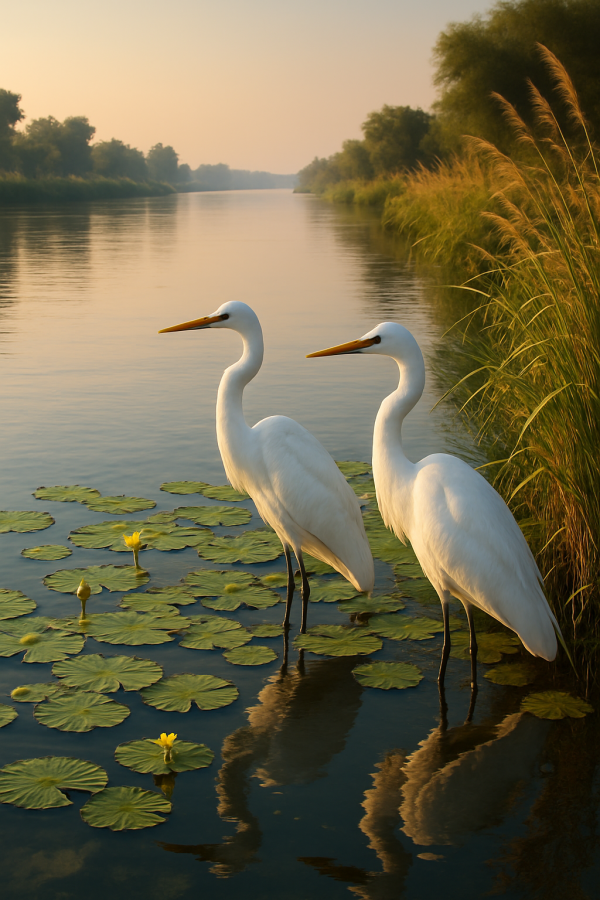 Egrets By Indus River