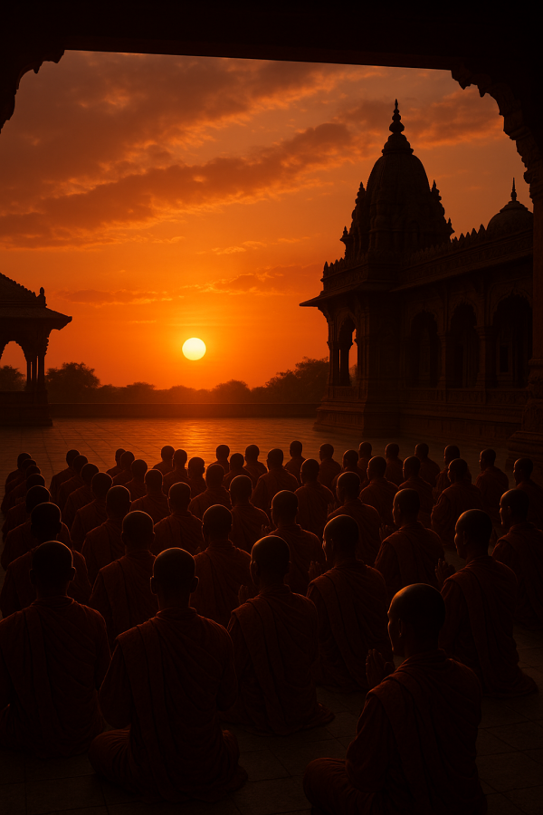 Monks At Sunset Simple