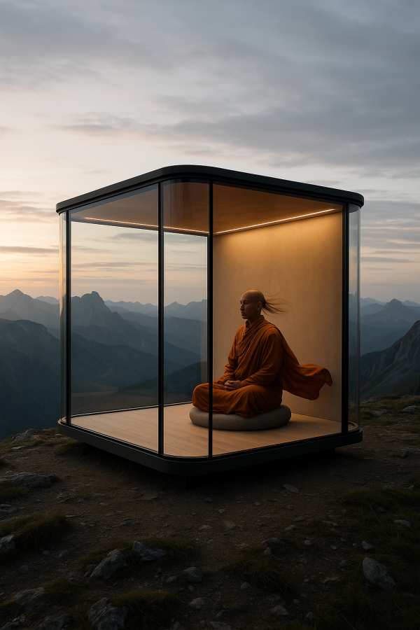 Monk In Mountain Glass Pod Simple