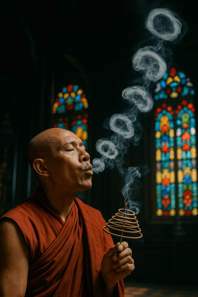 Monk's Smoke Rings modern art print for studio or study