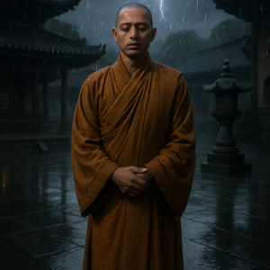 Monk In Stormy Temple Simple