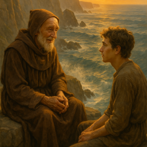 Monks Wisdom At Sunset Simple