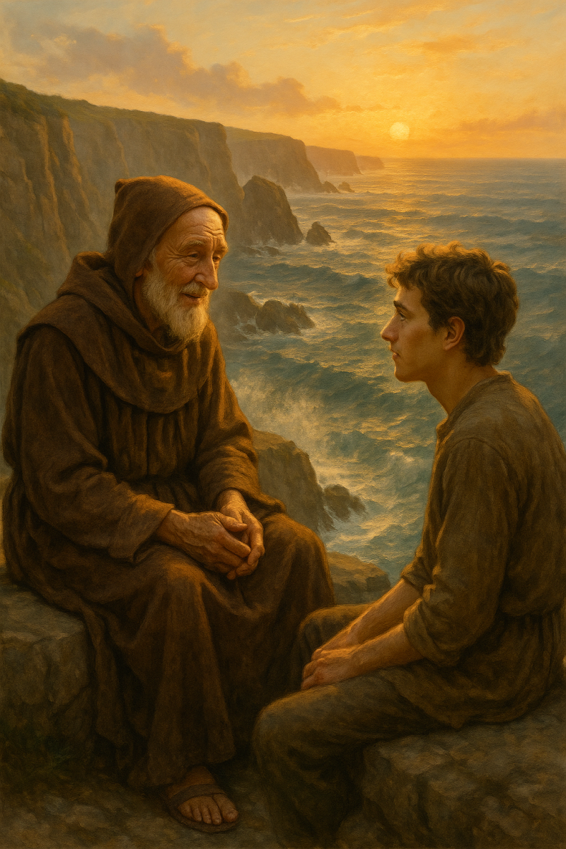 Monk's Wisdom at Sunset_