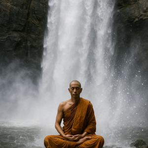Monks Meditative Waterfall Simple