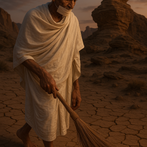 Monk Sweeping At Dusk Simple