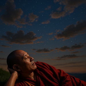 Monk Under Starlit Sky Simple