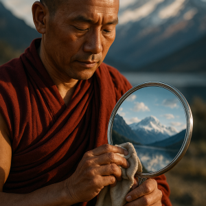 Monk Polishing Mirror Simple