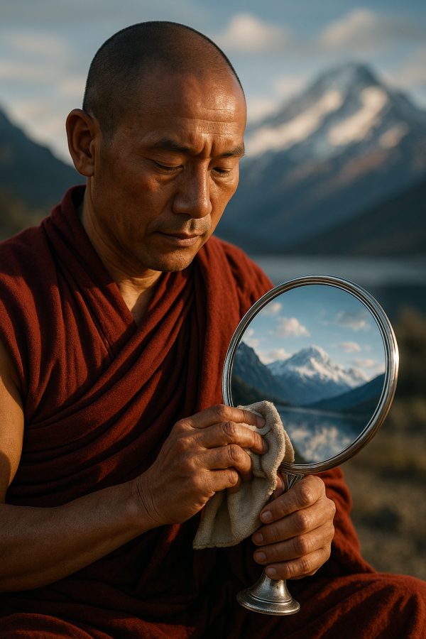 Monk Polishing Mirror_