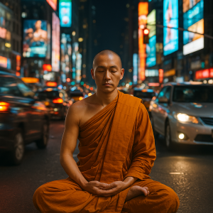 Monk Amidst Chaos Simple