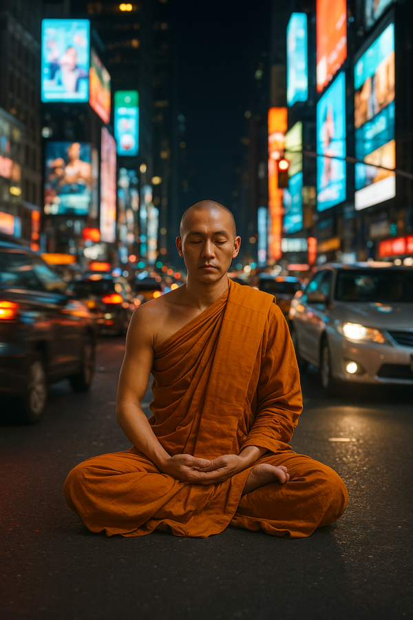 Monk Amidst Chaos Simple