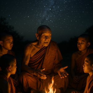 Monks Starry Night Simple
