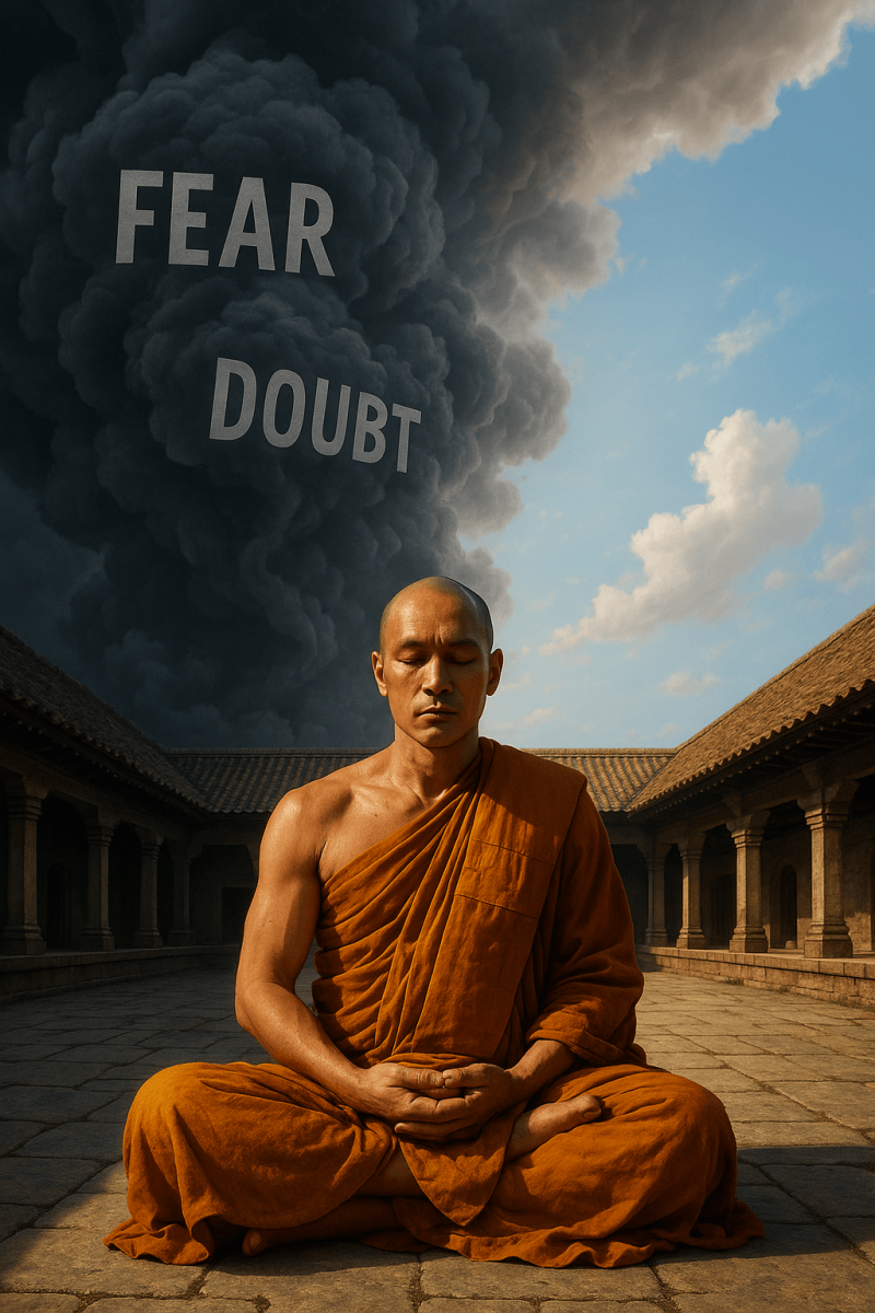 Monk Calms Storm canvas wall art for living room