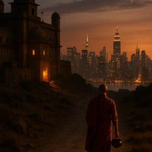 Monks Journey At Dusk Simple