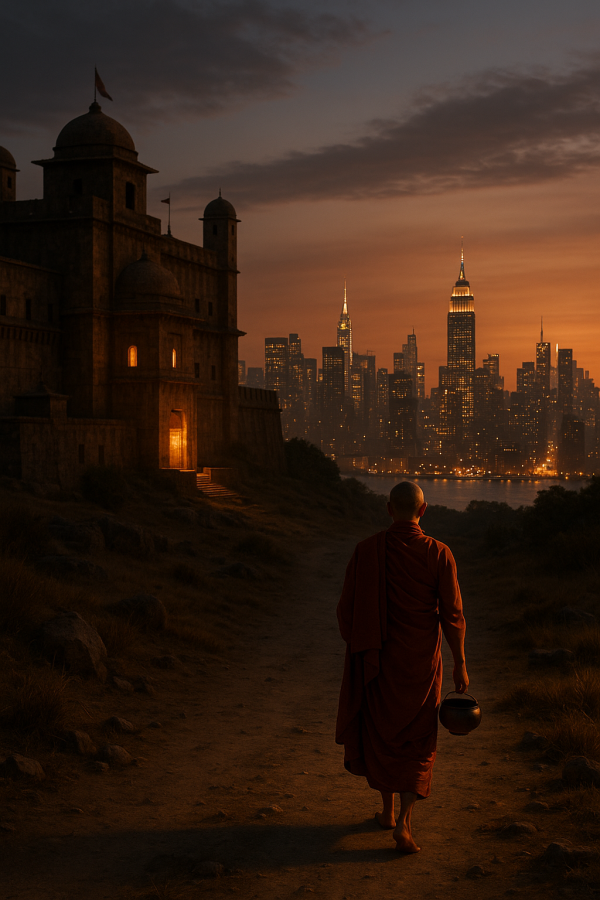 Monks Journey At Dusk Simple