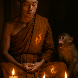 Monk Amidst Playful Silence Simple