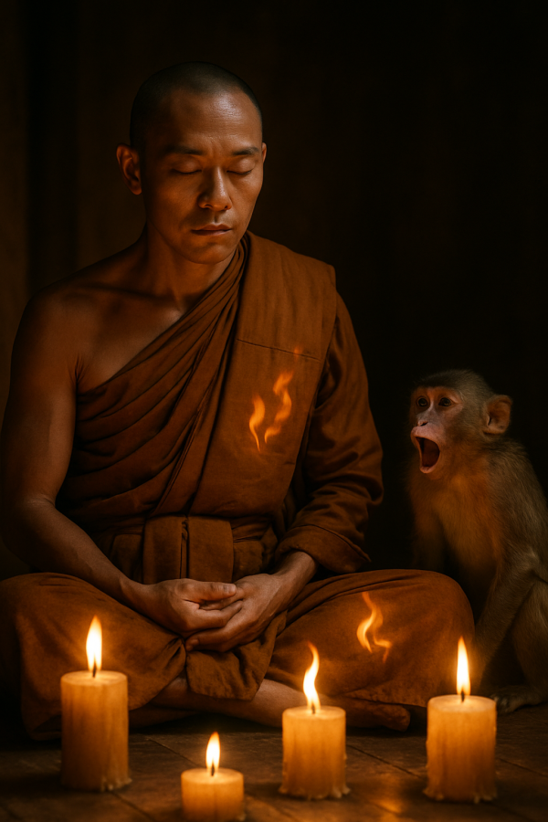 Monk Amidst Playful Silence_