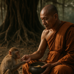 Monk Feeding Monkey Simple